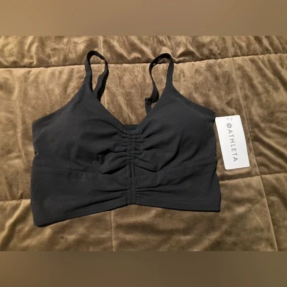 Athleta brand, size medium, cinch longline bra, new with tags, black, soft,comfy - Picture 2 of 5